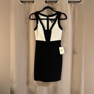 NWT Jodi Kristopher Black and White Cutout Sheath Dress